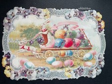 # GLANZBILDER # EF 5160 Bild - Karte / Riesenoblate : Osterhasen - Kutsche #