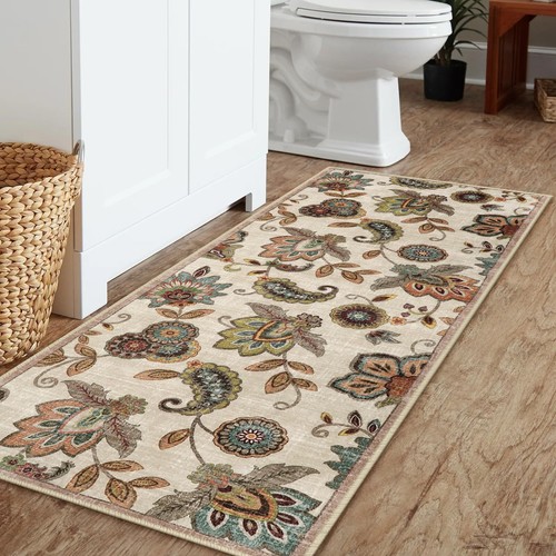 Floral Kitchen Rugs Non Slip2x5 Rug Runner Washable Paisley Design Entryway R... - Picture 5 of 8