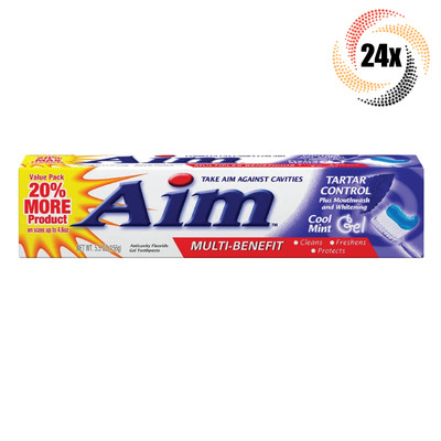 24x Packs AIM Multi Benefit Tartar Control Cool Mint Gel Toothpaste | 5.5oz |