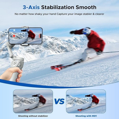 Phone Gimbal Stabilizer 3-Axis Foldable Gimbal for Video Recording with Face ... - Picture 2 of 9