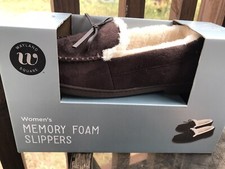 Wayland Square -Women's-Memory Foam Slippers-Brown - Size L 10-11 -NEW