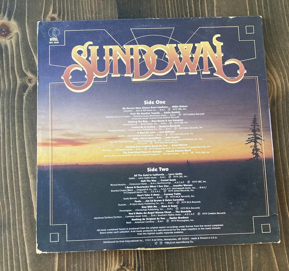 Sundown 1980 K-TEL Vinyl Record Album Compilation LP W/ Willie Nelson & More - Image 2 of 3