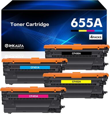 4x Toner Cartridge Replacement for HP 655A CF450A-CF453A Color Enterprise M652n