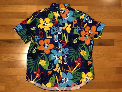 New XL Polo Ralph Lauren Floral Tropical Cruise Royal Logo Classic Fit  Shirt Men