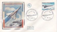 Enveloppe 1er jour Concorde Premier Vol Franco-Anglais 1969 soie FDC 1