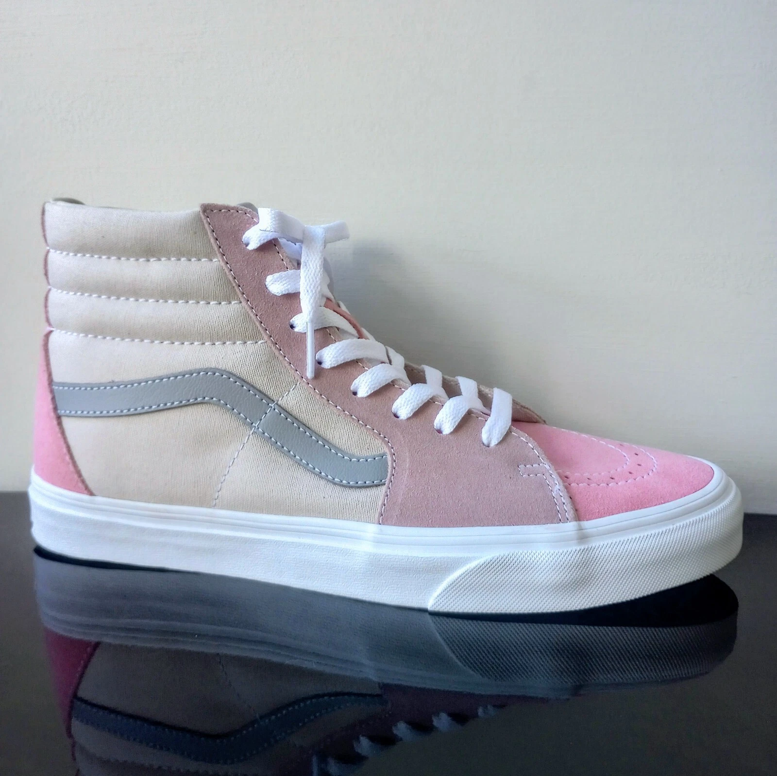 Sneakers Vans Uomo Sk8 Hi Color Block Scamosciato Tela in Bellissimo Colore Rosa Multi