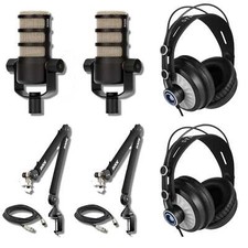 Rode PodMic Pair  PSA1 Boom Arms, Headphones  XLR Cables