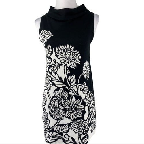 Adrienne Vittadini Women's Black Floral Sleeveless Ponte Knit Sheath Dress M/C35 - Picture 9 of 9