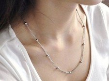 5pcs/Lot in bulk Women Beaded Link Chain Necklace Stainless steel Never Tarnish