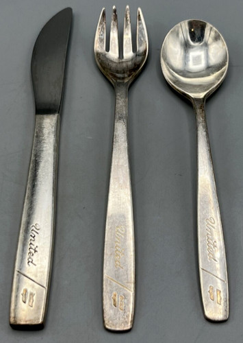 United Airlines Silverware Cutlery 3 Piece Set International Silver Co Vintage