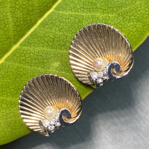 Marcel Boucher Vintage Clip-On Pearl Earrings Estate Jewelry Pre-owned Gold Plat
