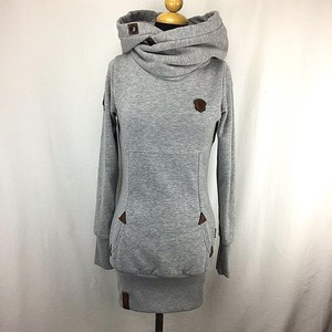 Naketano-Womens-Long-Tunic-Hoodie-Gray-Size-S-No-Drawstring
