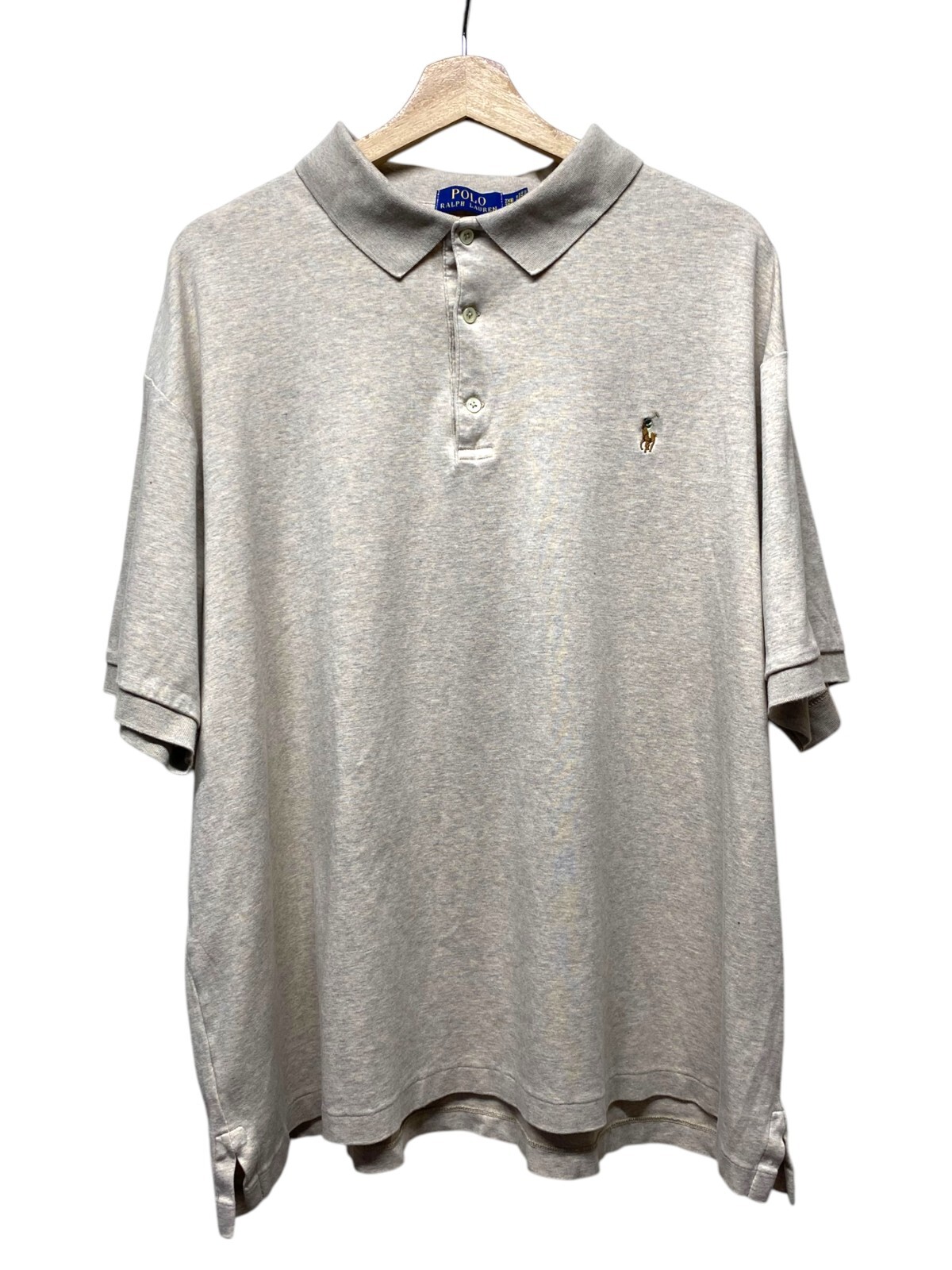 Polo Ralph Lauren camicia uomo taglia 2XB beige manica corta colletto polo carne pony