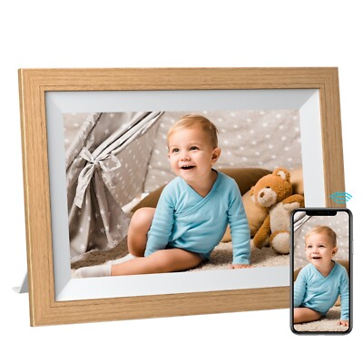 Kodak Wooden Digital Photo Frame 1012W, WiFi 10.1 inch HD IPS Touchscreen, 32GB