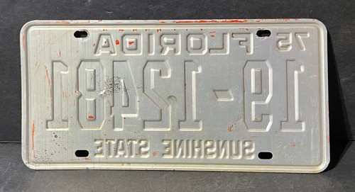 Florida 1975 Sunshine State License Plate (White Front Plate, Silver Back Plate) - Picture 14 of 20