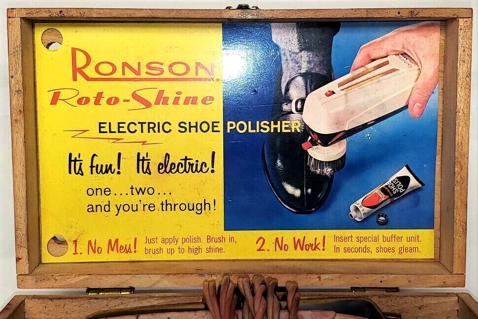 Rare Vintage Ronson Roto Shine Electric Shoe Polisher Lots Extras Lot