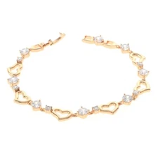 Gold Tone Metal Cubic Zirconia Latch Bracelet XPE2482-GLD