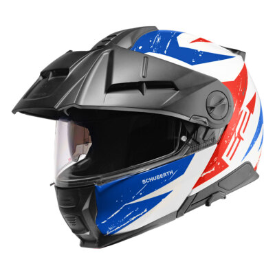Helm Modular SCHUBERTH E2 Explorer Blau Weiss Rot