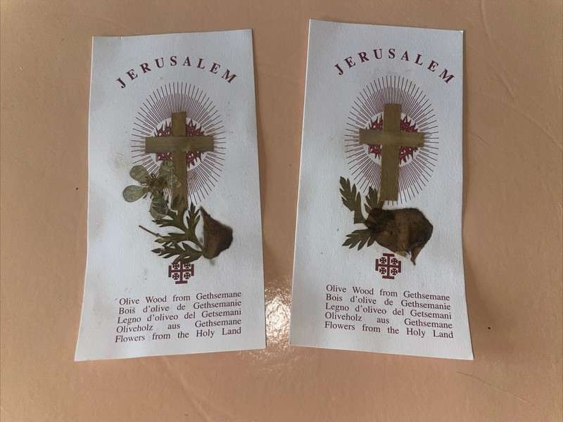 BETHLEHEM Holy Cards/Bookmarks w/Pressed Flowers Holy Land - Lot of 2