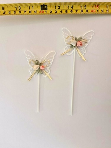 WHITE BUTTERFLY CAKE/ CUPCAKE TOPPERS WEDDING BIRTHDAY PARTY BABY SHOWER CAKETOP - Picture 4 of 4