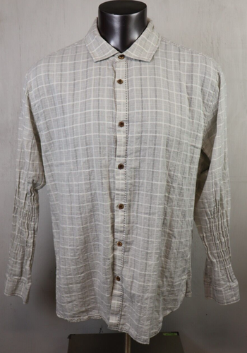 Mens Carbon 2 Cobalt Long Sleeve Button Front Shirt Linen Blend Size XL Gray