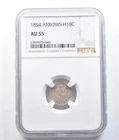 1854 Seated Liberty Half Dime Arrows AU55 NGC *1506