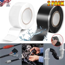 2pcs Black Self-Fusing Silicone Thickness 0.5mm Hose Repair Tape Heavy Duty USA