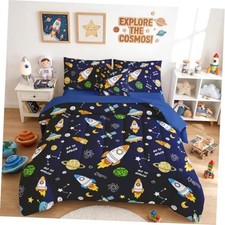 Boys Space Full Bedding Set 6 Piece Bed in a Bag Full-6 Pieces Rocket Flyer