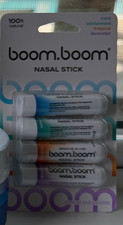 GENUINE BoomBoom Nasal Stick Assorted 4 Pack Boosts Focus Enhances Breathing
