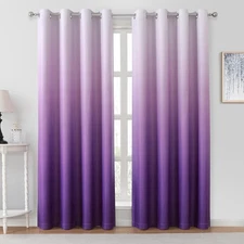 HOMEIDEAS Purple Ombre Blackout Curtains 52x96" Gradient Room Darkening Thermal