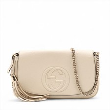 Gucci Soho Leather Shoulder Bag White 27x15.5x5cm Used