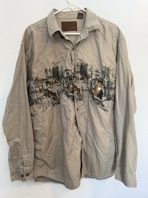 North River Out-fitters Button down Deer hunting Graphic Men's XL