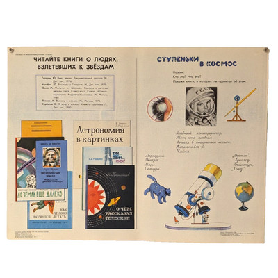 Space Soviet Original Poster - READ BOOKS ABOUT PEOPLE WHO SOARED TO THE STARS !