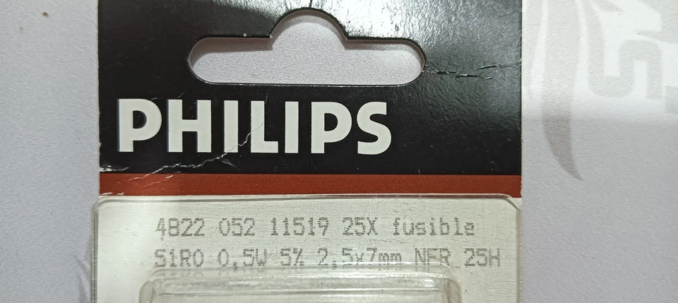 PHILIPS 4822 052 11519 Fuse SIRO 0.5W 5% 2.5x7mm NFR25H (25x) NEW Box Pack - Image 2 of 3