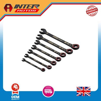 Draper Expert HI-TORQ  Metric Reversible Ratchet Combination Spanner Set, Black