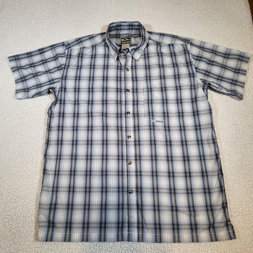 Drake Waterfowl Systems Blue Plaid Short Sleeve Button Up Shirt Mens Size Large - Picture 3 of 15