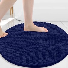 Bathroom Rugs 30x30, Extra Soft Absorbent Shaggy Chenille 30" x30" Round Navy