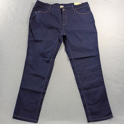 NWT Faded Glory Jeans Womens 18P Skinny Mid Rise Stretch Dark Wash Blue