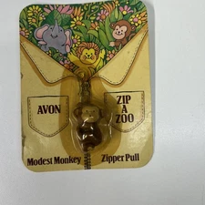 Vintage Avon Zip A Zoo Modest Monkey Zipper Pull Charm 1983 NOS