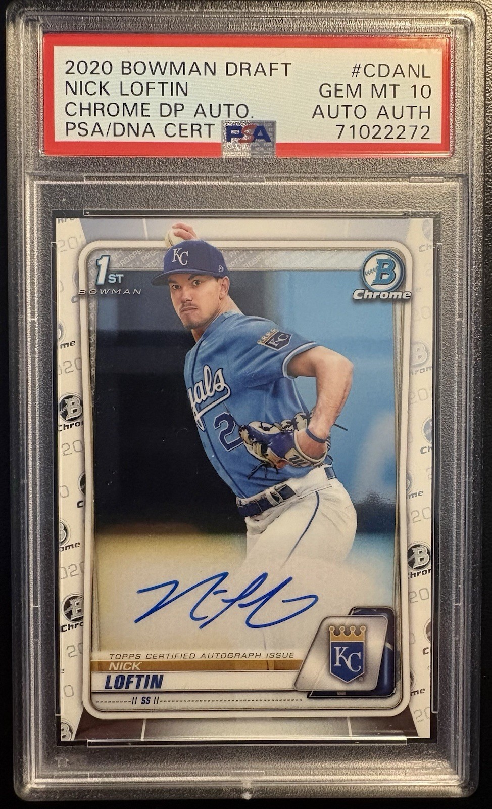 2020 Bowman Chrome Nick Loftin #CDA-NL Auto PSA 10 GEM MINT DP