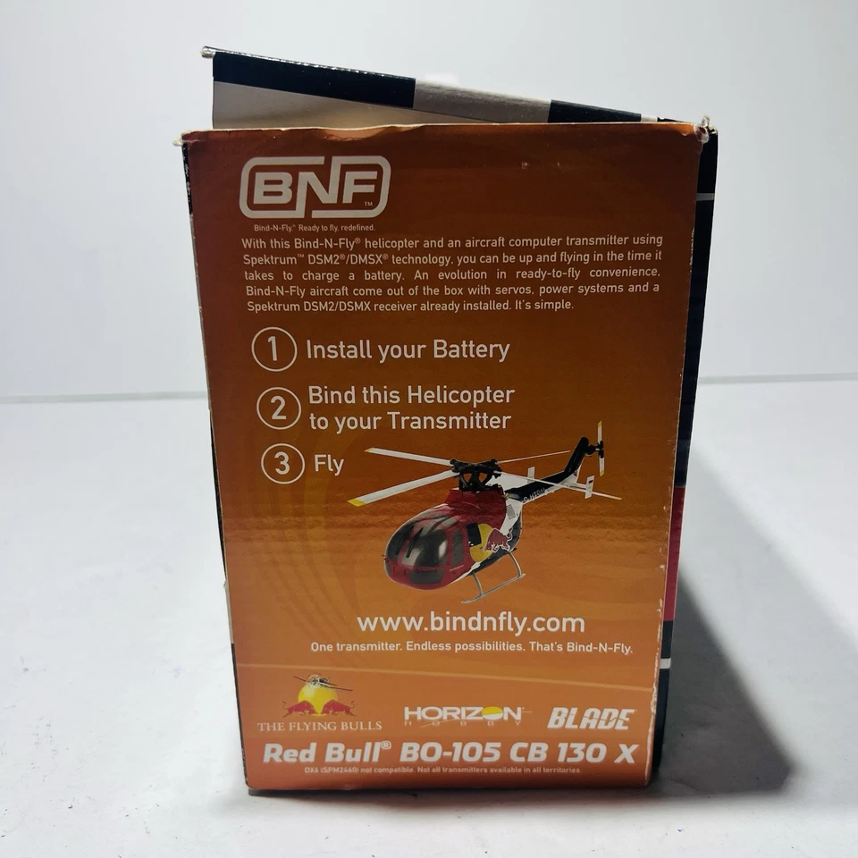 New Blade 130 X Red Bull RC Helicopter BO-105 CB BLH3880 Horizon Hobby BNF - Image 4 of 4