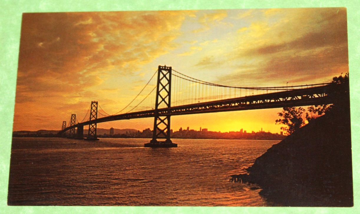Vtg Souvenir Travel Postcard Oakland Bay Bridge San Francisco CA