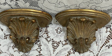 Vintage Pair Of Small Gilded Scallop Shell Wall Sconces