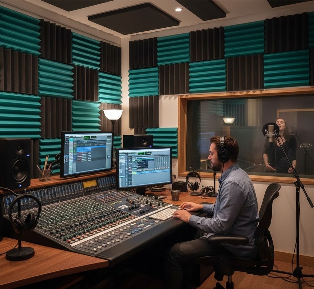 2x12x12 TEAL and BLACK Acoustic Wedge Soundproofing Studio Foam