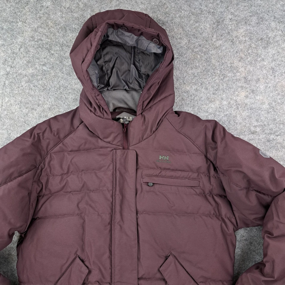Женское пальто Helly Hansen большое бордовое на молнии утепленное пуховик с капюшоном из гуся - Изображение 3 из 4