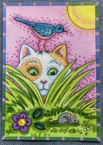 ACEO ORIGINAL ART Cat “Kitty At Large” Artist Susan Brack, 2007
