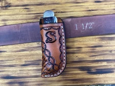 Leather Folding Pocket Knife Sheath Trapper Size (Sheath Only)