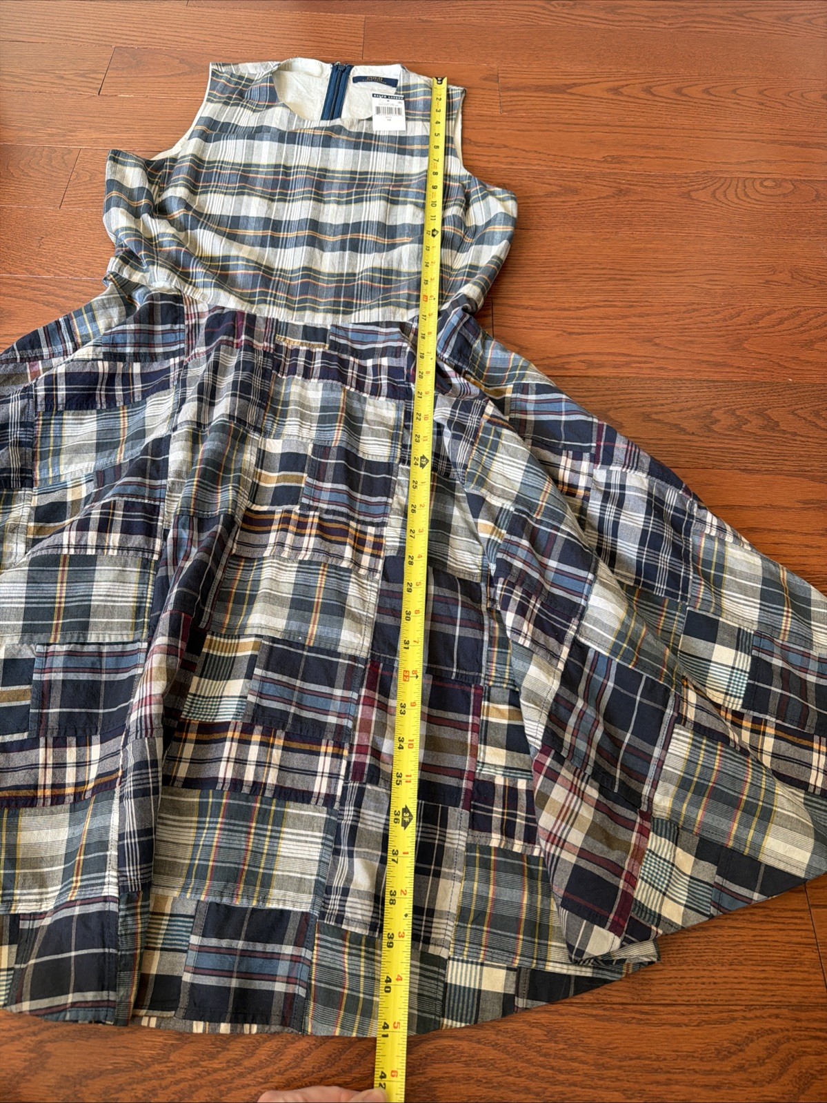 NWT Polo Ralph Lauren Patchwork Madras Plaid Fit Flare Dress Sz 10 $265 thumbnail 2