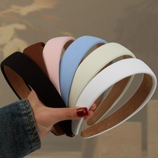 6PCS Headbands for Women 1 Inch Wide Non-Slip Elastic Hair Bands, Thick Sol.