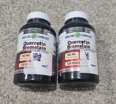 2x Lot- Amazing Formulas Quercetin Bromelain 120 Veggie Capsules   2 Pack